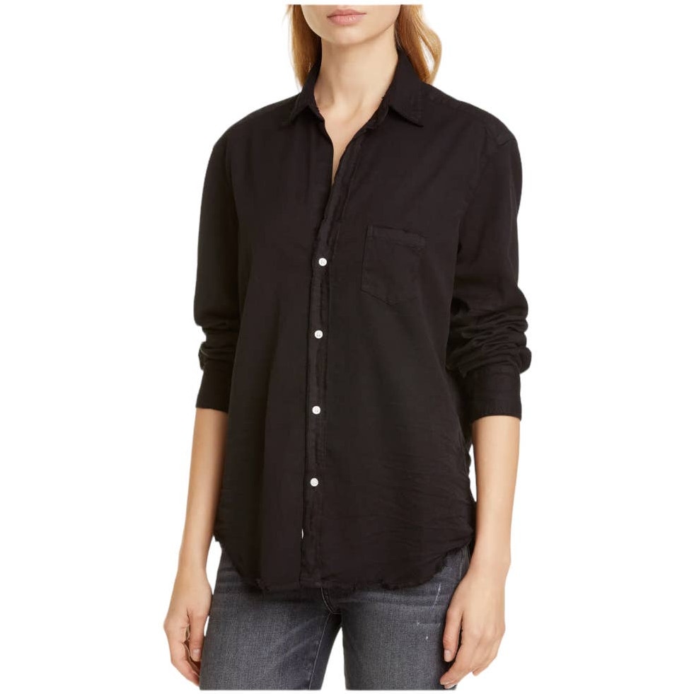Frank & Eileen Nwot Eileen Woven Button Up In Blackout Stonewashed Denim Size Xs